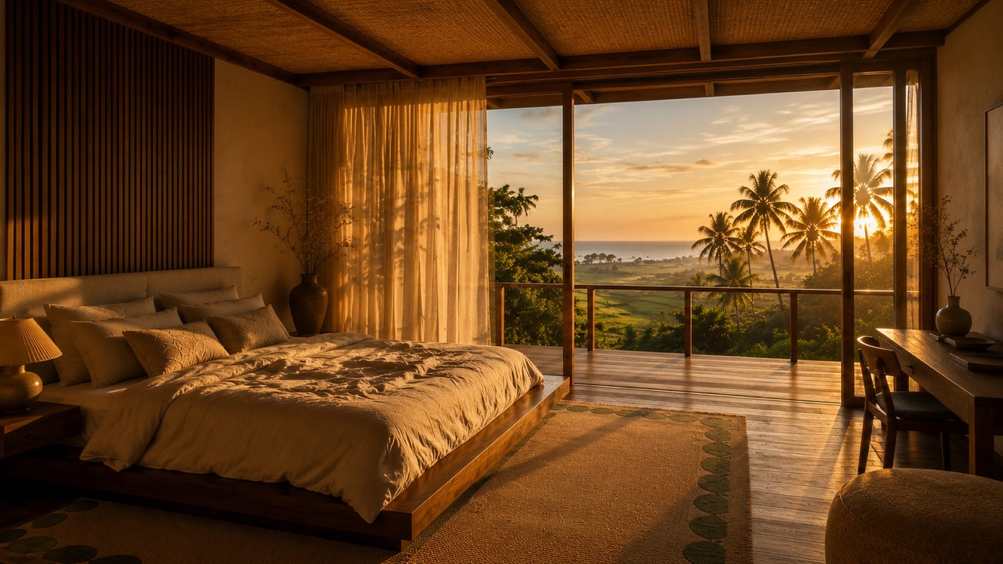 KINS suite — ocean view at golden hour